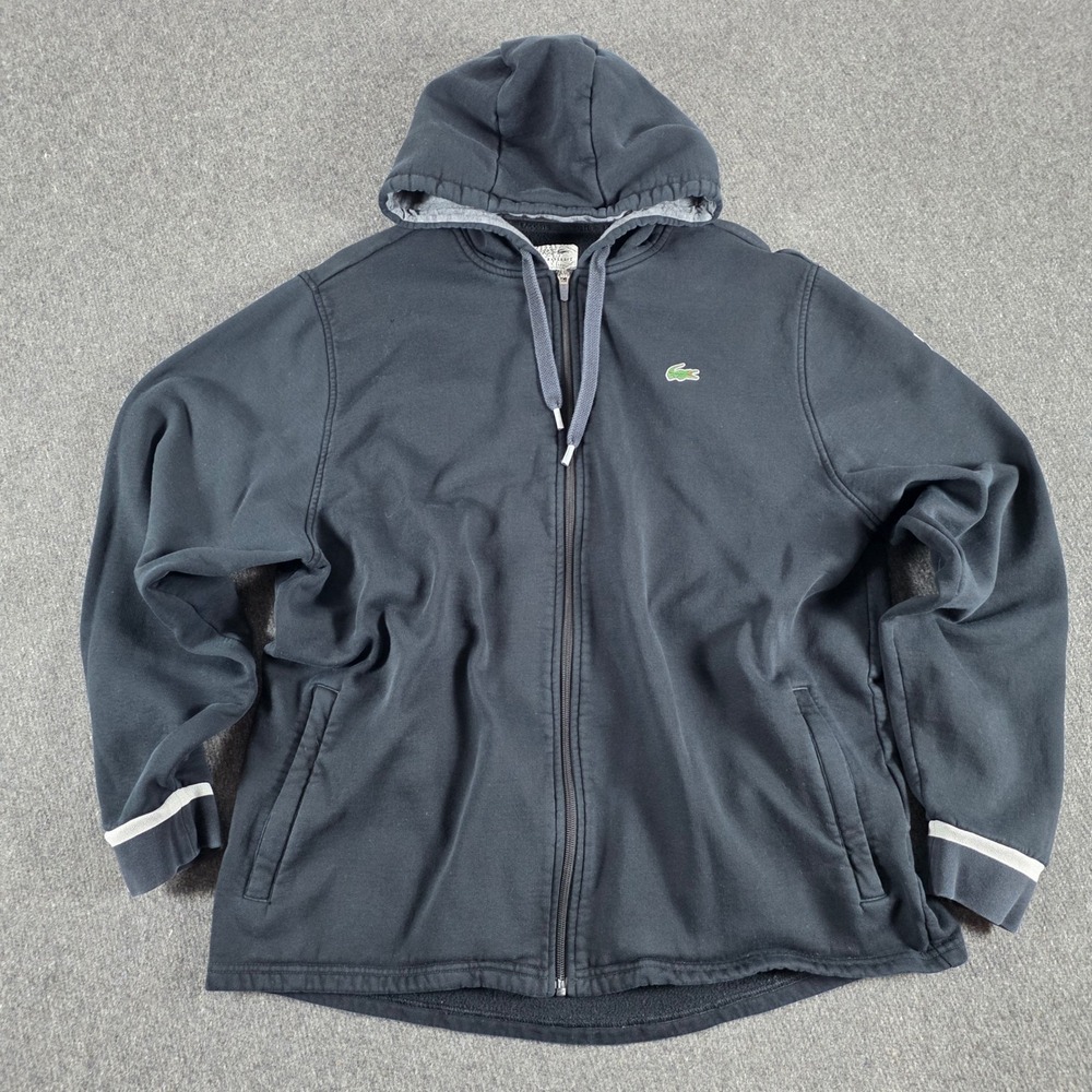 Lacoste Sport Novak Djokovic Mens 4XL‎ Black Full Zip Hoodie Sweatshirt